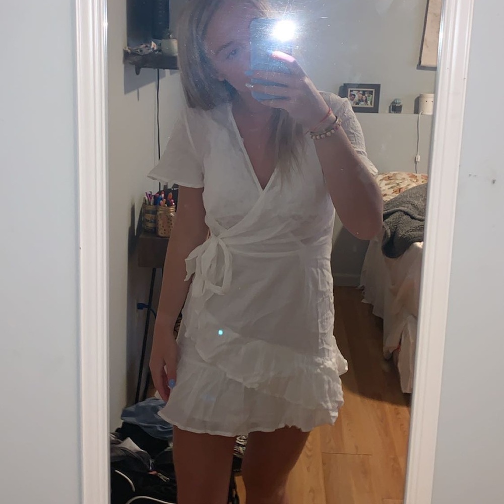 princess polly wrap dress (white)